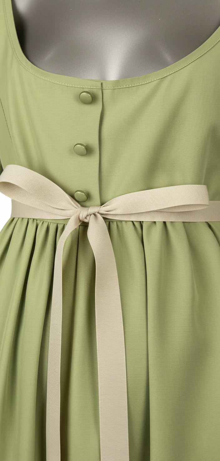 beżowa tasiemka zielonej sukni balowej