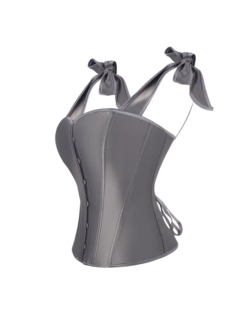 szary elastyczny gorset obrócony bokiem na białym tle