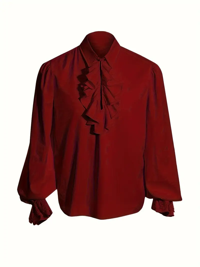 bordowa koszula piracka na białym tle