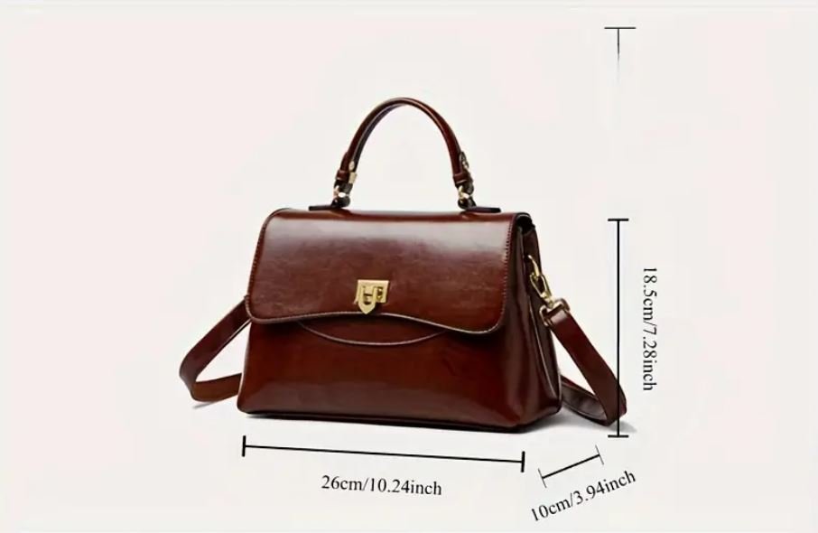 rozmiar torebki vintage skórzanej przedstawiony na białym tle