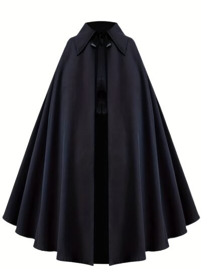 czarna wiktoriańska peleryna z kołnierzem na białym tle